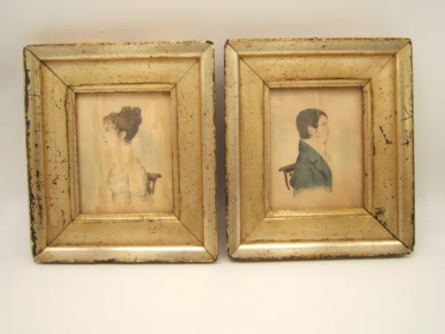Hand Painted Early 19Th Century Silhouette Portraits
