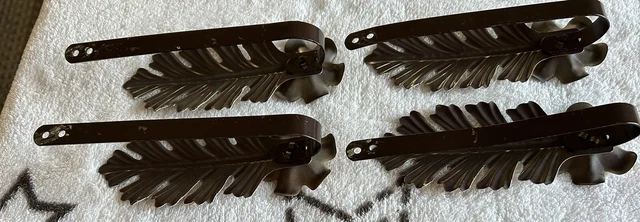 Vintage Metal Art Deco Flower Lily Leaf Curtain Tie Backs 2