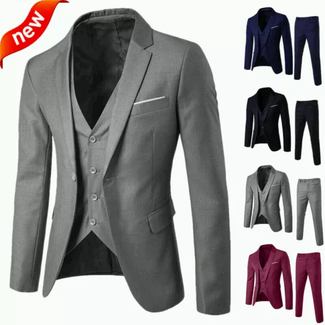 Jacket Vest & Pants  Business Wedding Men's 2-Piece Blazer Suit Party Slim