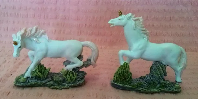 Unicorn Statuettes Fantasy Mythical Figurine Decorative Ornament-C (set of 2)