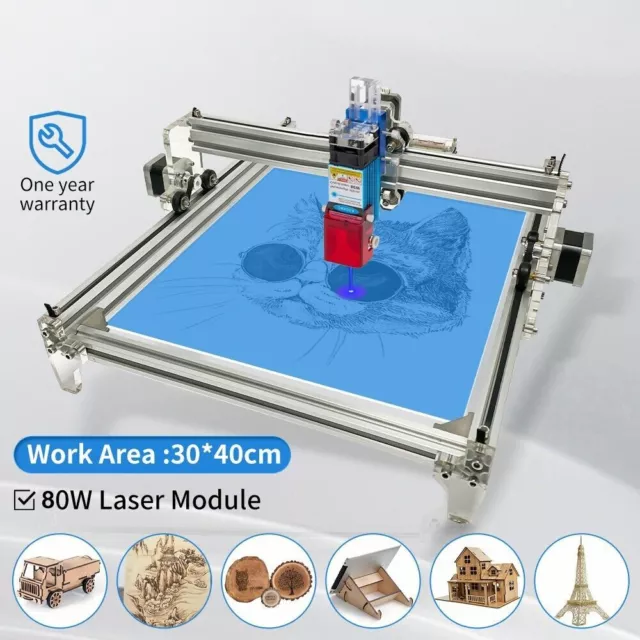 80W Laser Engraving 30*40cm CNC DIY Laser Engraving Wood Cutting Machine Tool