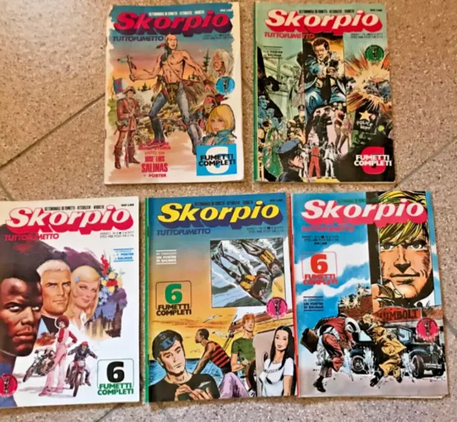 SKORPIO - 5 ALBI Primo anno 1977 con n. 1 - presenti inserti poster di Salinas