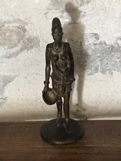 Statuette Africaine en bronze, La mère et son enfant