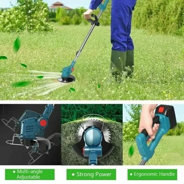 Taglia Siepi Da Giardino A Batteria Decespugliatore Elettrico A Batteria 68V 4 In 1 - Tagliaerba, Tagliabordi, Rasaerba, Potente 800W Tagliaerba Batteria 68V