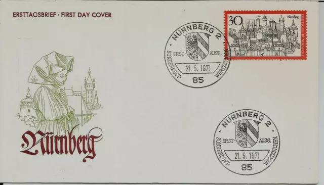 BRD FDC MiNr 678 (14c) Fremdenverkehr (V) Nürnberg -Tourismus-Burg-Architektur-