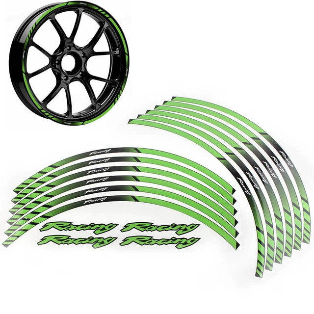 17" 18" Green Motorcycle Wheel Rim Tape Decal Stripes Sticker Universal fit