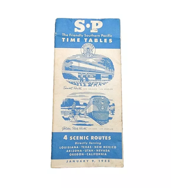 1955 Southern Pacific Railroad Time Table Sunset Shasta Overland Golden State