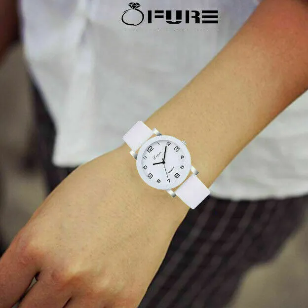 Sport Leather Casual Wristwatch Quartz Analog Leather Strap Watch For Women Girl