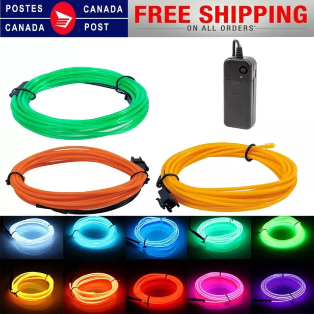 5m LED EL Wire Light Glow Neon String Strip Rope fexible Tube Car Party Decor