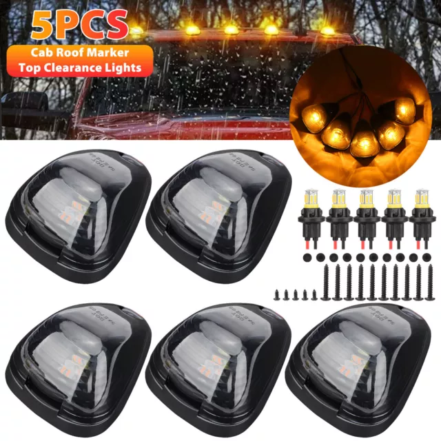 5Pcs Smoke LED Cab Roof Lights Marker Amber For Ford F-250 F-350 F450 Super Duty