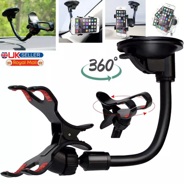 360° Car Windshield Mount Cradle Holder Stand For iPhone Mobile Cell Phone GPS