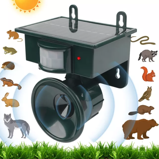 Solar Ultrasonic PIR Motion Repeller Animal Pest Controller Scarer Deterrent