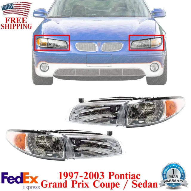 Head Lights Assembly Halogen LH&RH For 1997-2003 Pontiac Grand Prix Coupe /Sedan