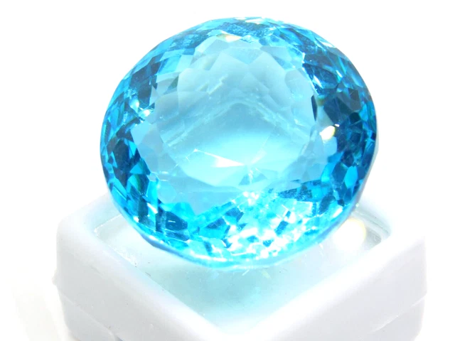 95.10 Ct AAA+ Sparking Blue Topaz Round Cut Facette Loose AAA++ Gemstone