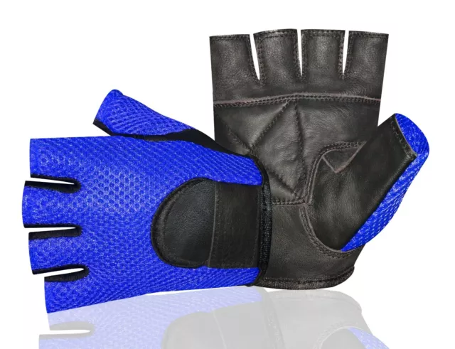 Mesh Leather Gym Gloves Weight Training Fitness Power Lifting Cycling Wheelchair