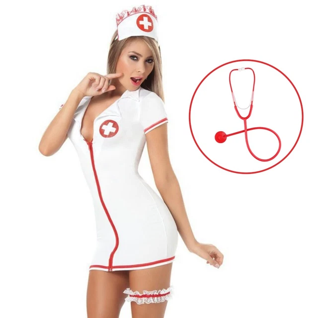 Inflatable Doll Sexy Nurse Lingerie Costume Uniform Bedroom Halloween Cosplay