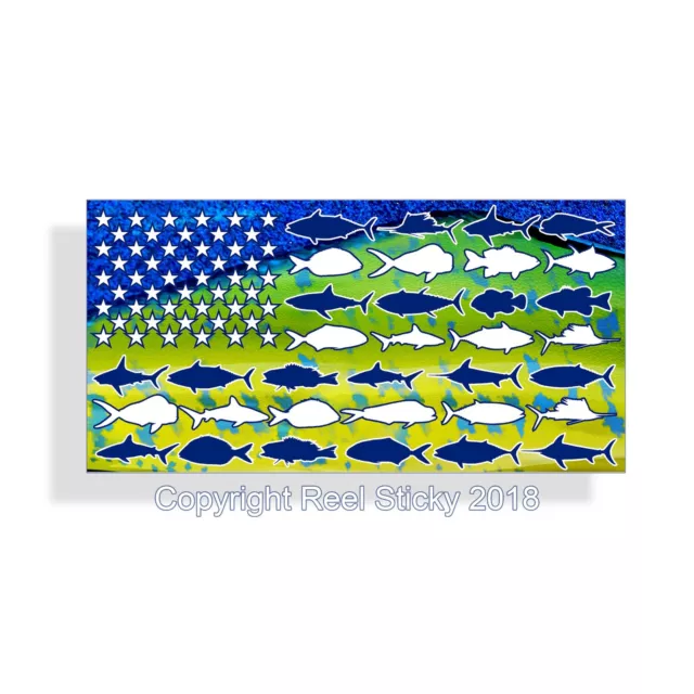 MAHI MAHI USA American Fish Flag Sticker Fishing Laptop Car Window