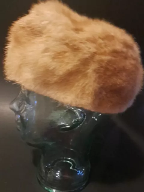 Vtg "Mr Henri" New York Real Fur Hat 1950'S  Blonde Pill Box  Classy!! 2