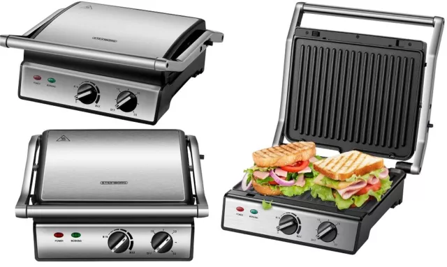 Paninigrill Kontaktgrill 180° Elektrischer Grill Sandwich Toaster Panini Maker