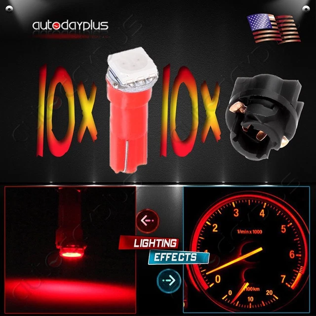 10Pcs Twist Socket Red T5 1Smd 5050 Led Instrument Cluster Dash Light 73 74 2721