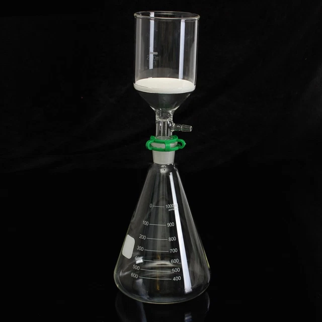 Glass Vaccum Suction Filter Filtration Kit 250Ml Buchner Funnel 1000Ml Conical F