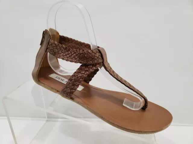 Steve Madden Gladiator Brown Congac Pressto Thong Ankle-Strap Sandal Size 6.5