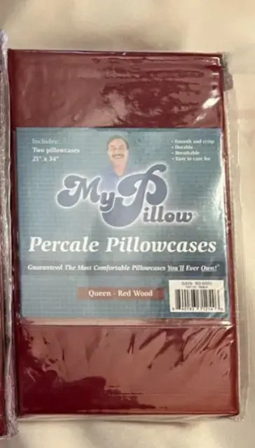 My Pillow Percale Pillowcases Queen Size Red Wood (2 pack) Brand new