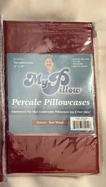 My Pillow Percale Pillowcases Queen Size Red Wood (2 pack) Brand new