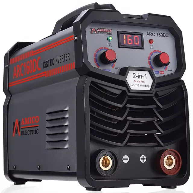 Amico ARC-160DC, 160 Amp Stick Arc Lift-TIG DC Welder, 100-250V & 80% Duty Cycle