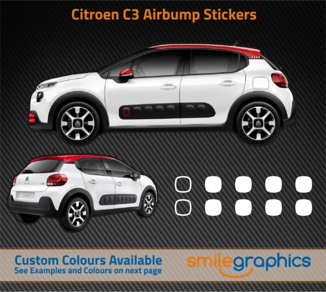 Citroen C3 Airbump Stickers decals - White -  Other colours available