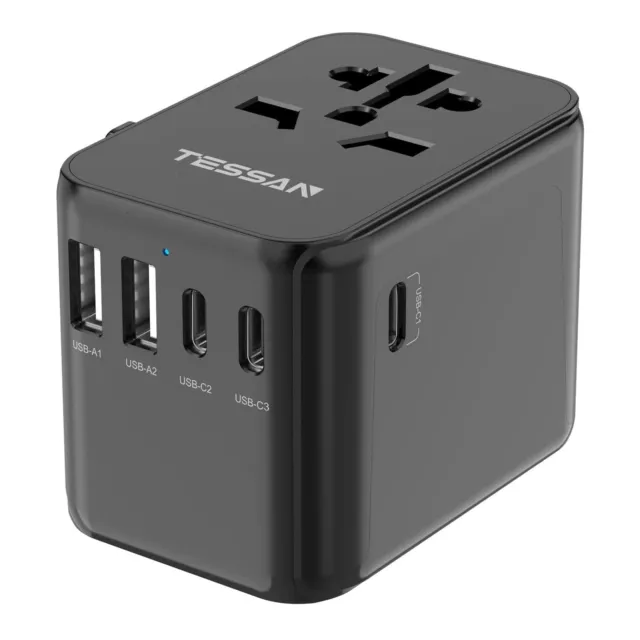 Compact Travel Power Plug Adapter USB Charger Wall Converter for Cruise Hotel