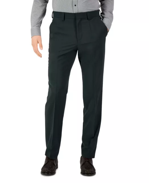 HUGO Boss Mens Modern-Fit Super Flex Dark Green Dress Pants 36 x 32