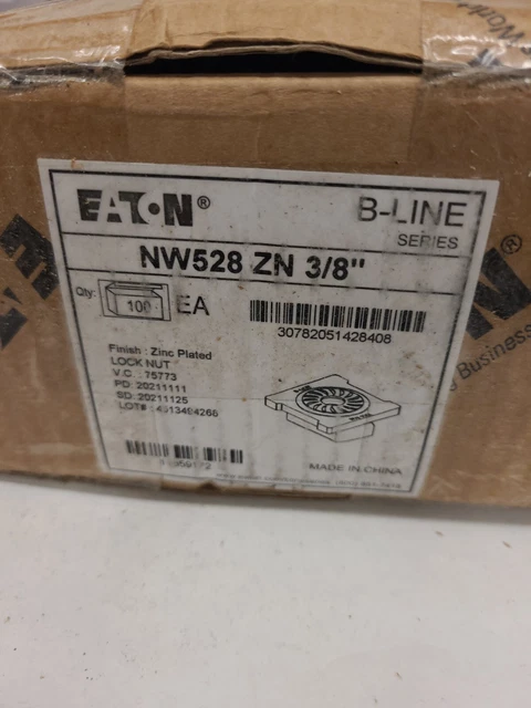 100 Eaton B-Line Lock Nut NW528 ZN 3/8" Zinc Plated