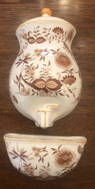 VTG Original Arnart Creation Ceramic Wall Hanging Spigot/Basin Brown Onion-Japan