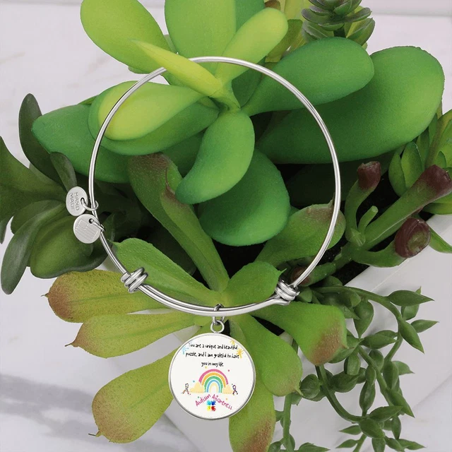 Autism Awareness Circle Bangle Bracelet