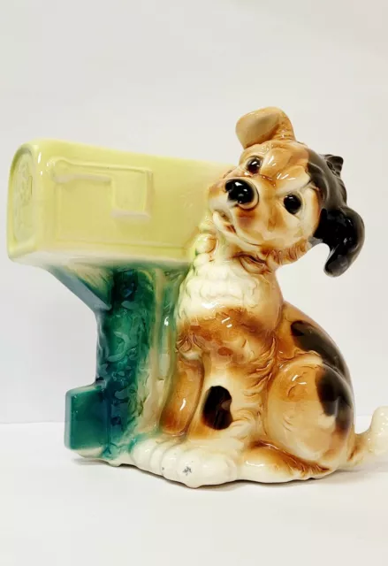 Vtg Puppy Planter Mailbox Royal Copley Mutt Dog