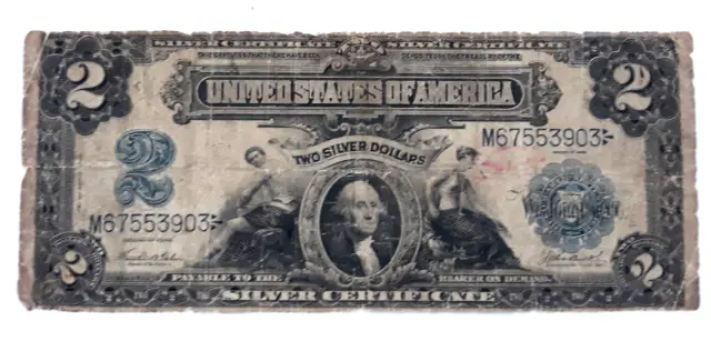 1899 $2 United States Silver Certificate - Large Note / Blue Seal