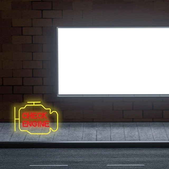 MAXSMLZT Car Check Engine Neon Sign Led Light Auto Room Garage Repair Shop Neon Light Bar Home Atmosphere Wall Decor Gift Lamps USB Switch,K