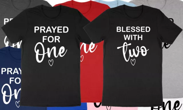 Prayed for One, Blessed with Two T-Shirt Youth Toddler Boy Girl Shirt Twin Tee