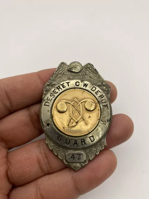 14K Yellow Gold Deseret CW Depot Obsolete Security Officer Guard Badge #47