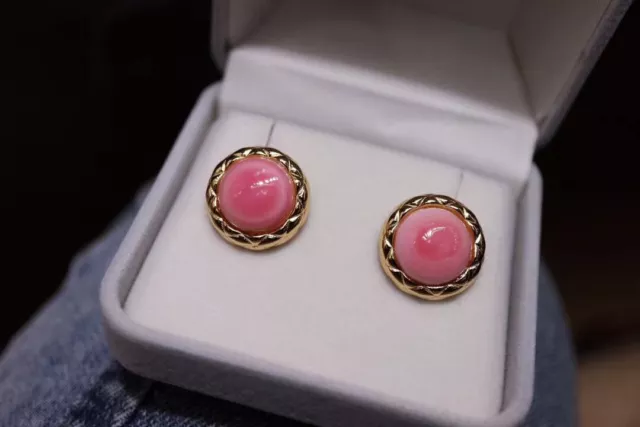 CLASSIC PAIR OF 11-12mm pink conch pearl stud earring 925s(tim) $174.24 ...