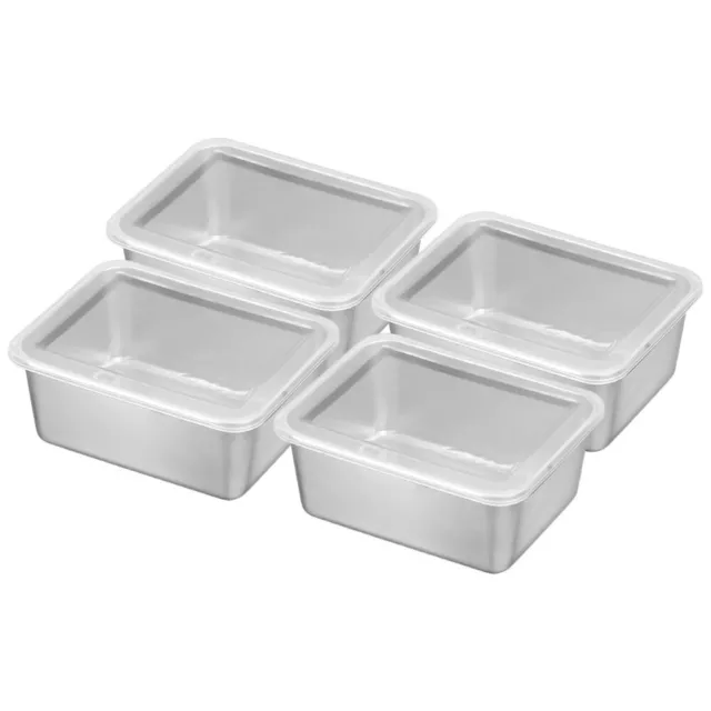 4 Pcs Stainless Steel Crisper Food Fresh Keeping Container Refrigerator Boxes 3