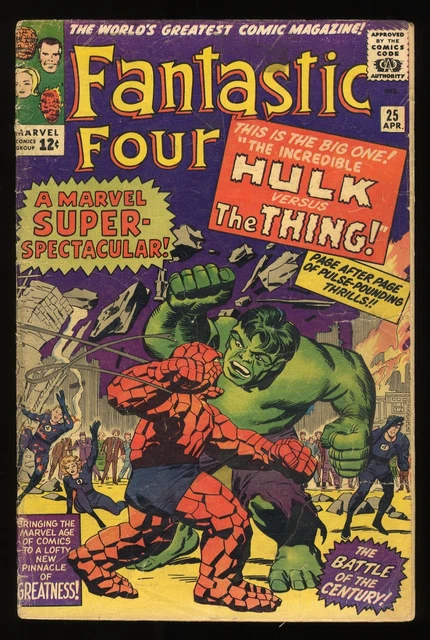 Fantastic Four #25 GD+ 2.5 Classic Hulk Vs. Thing  Battle! Marvel 1964
