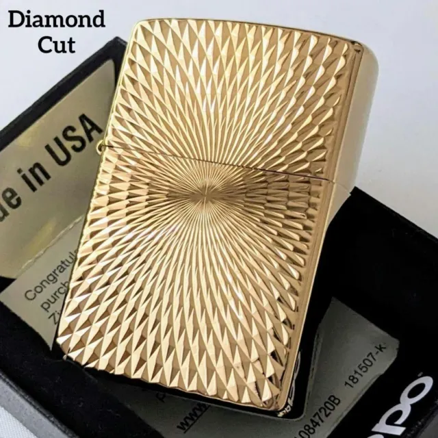 Zippo Oil Lighter Diamond Cut K24 Pure Gold Plating Regular Case Japan