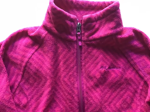 Columbia Girls Size Medium Jacket Fleece Lightweight Pink Pattern Pre-owned 2