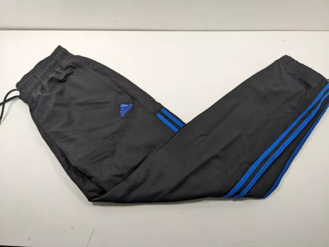 Adidas 3 Stripes Black / Blue Tracksuit Bottoms Joggers Mens Size Small S