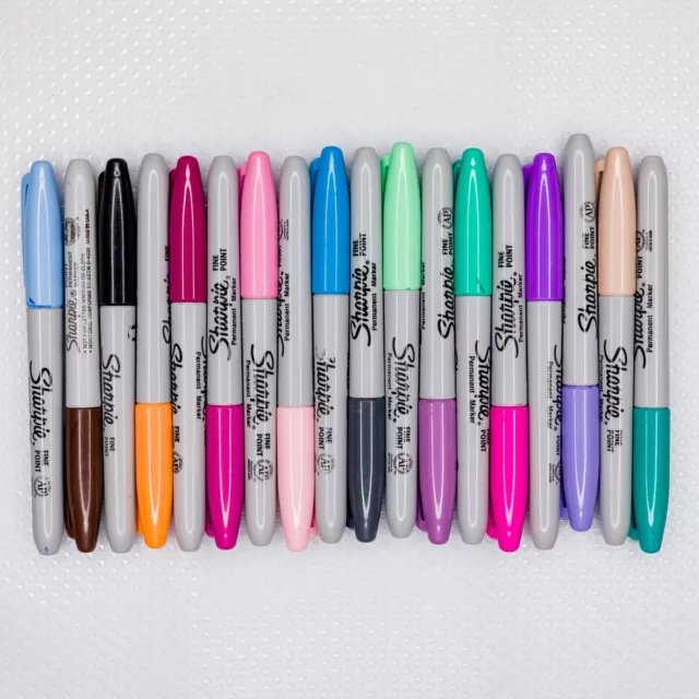 Sharpie Fine Point Multicolor Used Permanent Markers/Pens - Lot Of 18 - #32