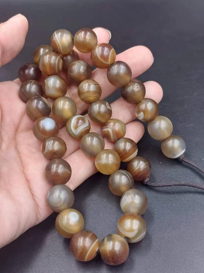 Antique Old Sulemani Agate Stone Ancient Eye Banded Beads Beautiful Necklace