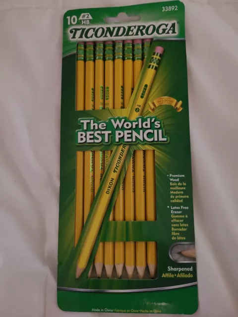 TICONDEROGA Pencils Wood-Cased Pre-Sharpened Graphite #2 HB Soft Yellow 10 Pack