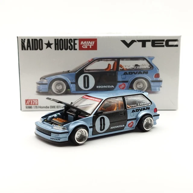 Mini GT x Kaido House KHMG126 1/64 Honda Civic EF Works V1 Modelo De Carro Em Escala Fundida